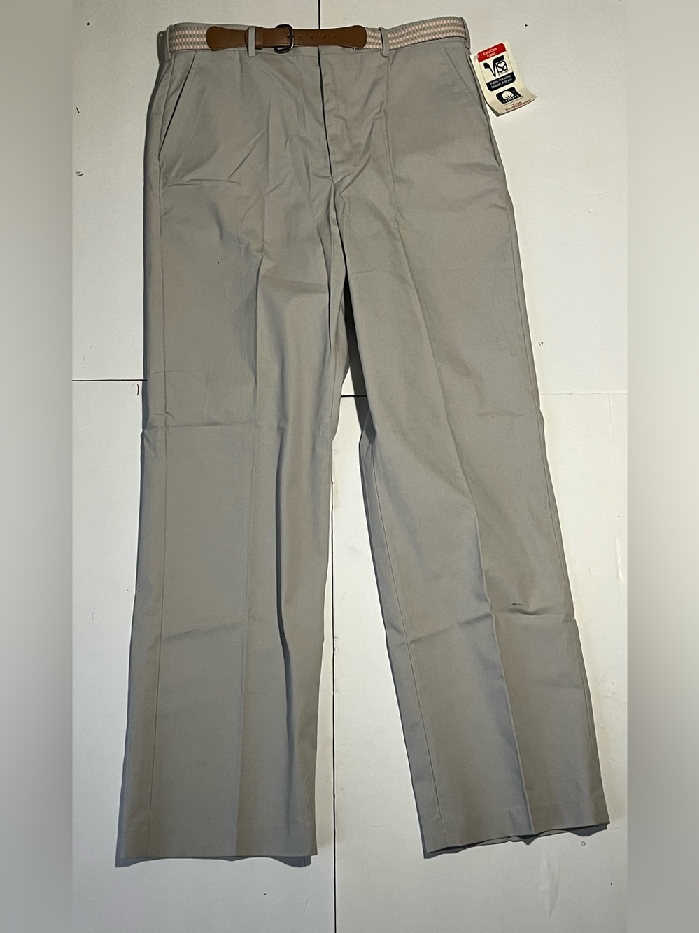 VTG 80s JCPenney The Fox Collection Men’s Pants 34x32 NWT Gray Khaki Chino Belt